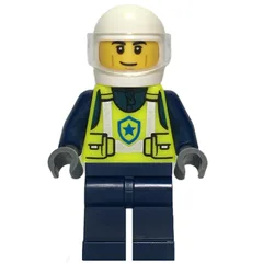 Police Officer, Vibrant Yellow Police Vest, White Helmet with Visor