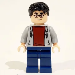 Harry Potter, Open Light Bluish Gray Jacket over Dark Red Shirt, Dark Blue Legs