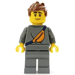 Man, Dark Bluish Gray Tracksuit, Fanny Pack