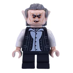 Griphook - Dark Bluish Grey Hair, Black Torso, White Arms, Black Legs