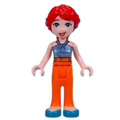Mia - Adult, Metal Blue Top, Orange Pants