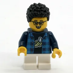 Boy, Dark Blue Plaid Shirt, Short White Legs, Glasses