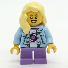 Girl, Bright Light Blue Jacket, Short Medium Lavender Legs