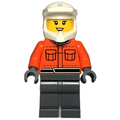 Pit Crew, Reddish Orange Torso, Dark Bluish Grey Legs, Female, Smile