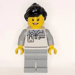 Garage Worker, White/Light Bluish Grey Suit, Black Hair