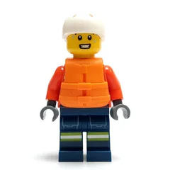 Lifeguard, Reddish Brown Torso, Dark Blue Legs, Dark Brown Hair, Life Vest