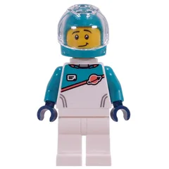 Astronaut, White/Dark Turquoise Suit, Dark Turquoise Helmet, Neck Bracket