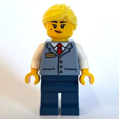 Train Conductor, Sand Blue Vest, Dark Blue Legs, Bright Light Yellow Hair