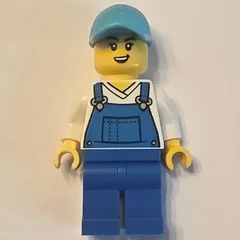 Car Wash Worker, Blue Overalls, Medium Azure Cap