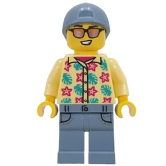 Man, Bright Light Yellow Shirt, Sand Blue Legs, Sand Blue Cap