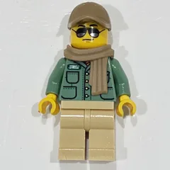 Man, Sand Green Shirt, Tan Legs, Dark Tan Cap and Scarf
