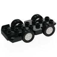 Duplo Car Base 2 x 8 with Front Spoilers, White Hubs, Black