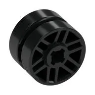 Wheel 14mm D. x 9.9mm with Centre Groove, Fake Bolts and 6 Spokes, Black