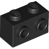 Brick Special 1 x 2 with 2 Studs on 1 Side, Black