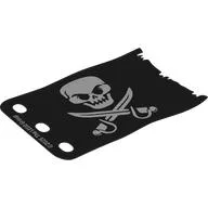 Sail 7 x 5, Jolly Roger with Skull, Swords Print, Black