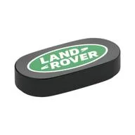 Tile Round 1 x 2 with 'LAND ROVER' Logo Print, Black