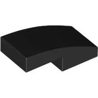 Brick Curved 2 x 1 No Studs [1/2 Bow], Black