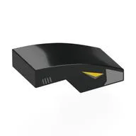 Brick Curved 2 x 1 No Studs with Silver Shape, Yellow Eye on Side Print, Black