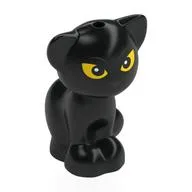 Animal, Cat, Sitting with Yellow Eyes, Mean Stare Print, Black