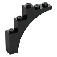 Brick Arch 1 x 5 x 4 [Continuous Bow, Raised Underside Cross Supports], Black