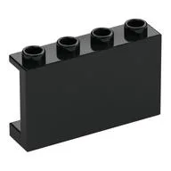 Panel 1 x 4 x 2 with Side Supports - Hollow Studs, Black