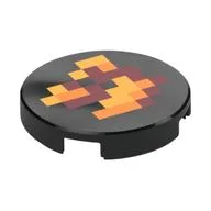 Tile Round 2 x 2 with Pixelated Fire Print, Black