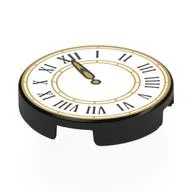 Tile Round 2 x 2 with White Clockface, Black Roman Numerals, Gold Dials, Decorations Print, Black