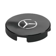Tile Round 2 x 2 with Silver Mercedes Logo Print, Black