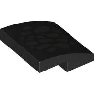 Brick Curved 2 x 2 x 2/3 with Silver Scales Print, Black