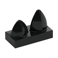 Tile Special 1 x 2 with Two Vertical Teeth / Tooth, Black