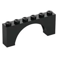 Brick Arch 1 x 6 x 2 - Thin Top without Reinforced Underside [New Version], Black