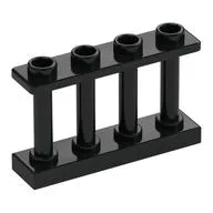 Fence Spindled 1 x 4 x 2 [4 Top Studs], Black