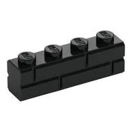 Brick Special 1 x 4 with Masonry Brick Profile, Black