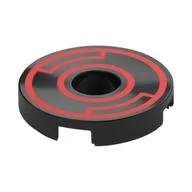 Tile Round 2 x 2 with Hole with Red Circles Print, Black