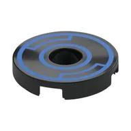 Tile Round 2 x 2 with Hole with Blue Circles Print, Black