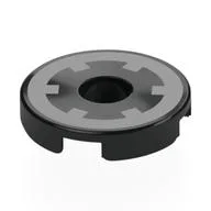 Tile Round 2 x 2 with Hole with Silver Gear Print, Black