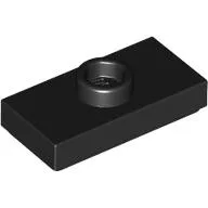 Plate Special 1 x 2 with 1 Stud with Groove and Inside Stud Holder (Jumper), Black