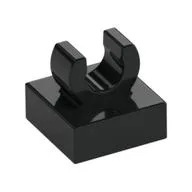 Tile Special 1 x 1 with Clip with Rounded Edges, Black