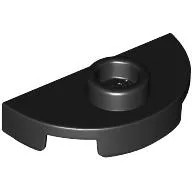 Plate Special Round 1 x 2 Half Circle with Stud (Jumper), Black
