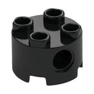 Brick Round 2 x 2, Pin Holes, Black