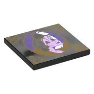Tile 4 x 4 with Dark Purple/Lavender Cruella De Vil Portrait, Gold Border, Symbols, '1961' Print, Black