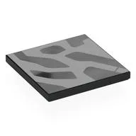 Tile 4 x 4 with Silver Shapes Print, Black