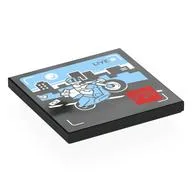 Tile 4 x 4 with Thief on Motor Cycle Print, Black