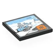 Tile 4 x 4 with Snowmobile Print, Black