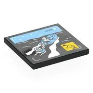 Tile 4 x 4 with Rubber Raft Rescue Print, Black