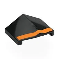 Brick Sloped 33° 2 x 2 Double / Inverted with Orange Stripe Print, Black