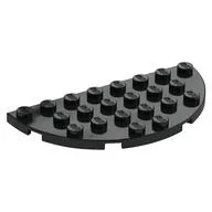 Plate Round Half 4 x 8, Black