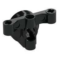 Technic Steering Wheel Hub Holder with 2 Pin Holes and 2 Axle Holes, Slots, Black