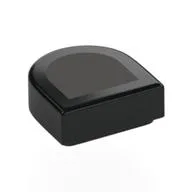 Tile Round 1 x 1 Half Circle with Silver Surface Print, Black