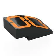 Brick Curved 3 x 2 No Studs with Digital Orange '00' Print, Black